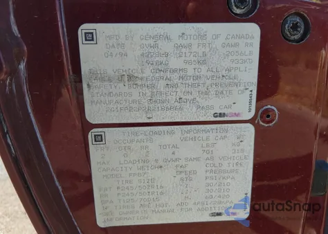 1994 Chevrolet Camaro Z28 z USA, uszkodzony, nr VIN 2G1FP22P2R2186866